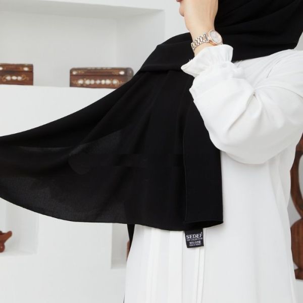 Voile Soie de Médine - Noir - Hijab, Foulard, Châle pour Femme - Sedef