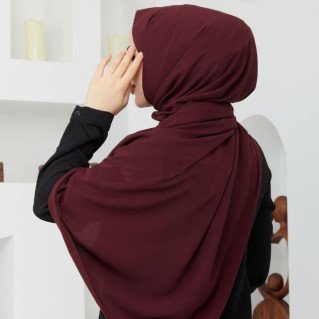 Voile Soie de Médine - Rouge Bordeaux - Hijab, Foulard, Châle pour Femme - Sedef