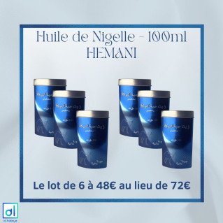 Lot de 6 Huiles de Nigelle - 100% Huile Naturelle - 1ère qualité - 100 ml - Hemani