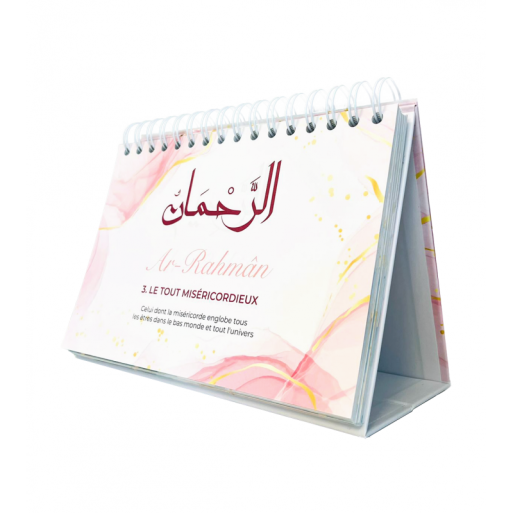 Les 99 Noms d'Allah :  Approfondissez votre Connaissance - Calendrier Chevalet Blanc et Rose - Éditions Al-Hadith