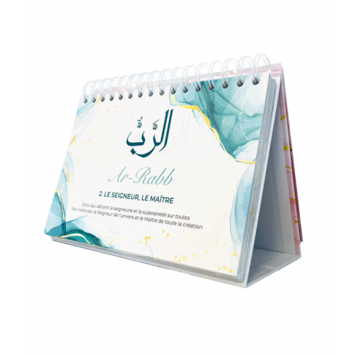 Les 99 Noms d'Allah :  Approfondissez votre Connaissance - Calendrier Chevalet Blanc et Rose - Éditions Al-Hadith