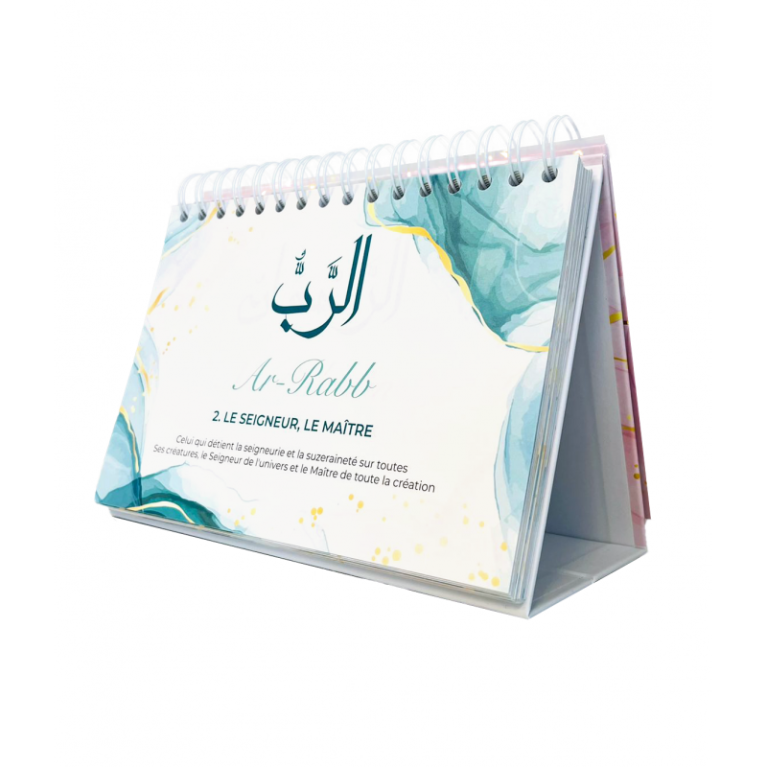 Les 99 Noms d'Allah :  Approfondissez votre Connaissance - Calendrier Chevalet Blanc et Rose - Éditions Al-Hadith