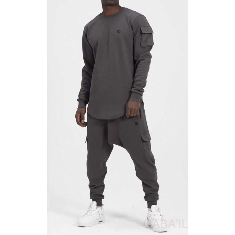 Ensemble Sarouel et Sweat Gris Anthracite, Survêtement Qaba'il : Sniper NEO