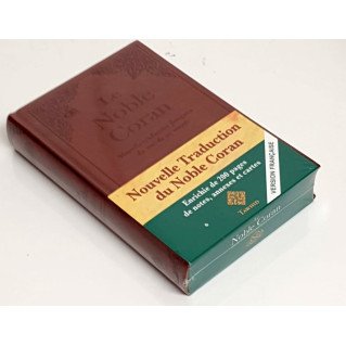 Le Noble Coran Cuir Marron - Nouvelle Traduction Uniquement en Français - FORMAT MOYEN 14.50 x 21.50 cm - Edition Tawhid