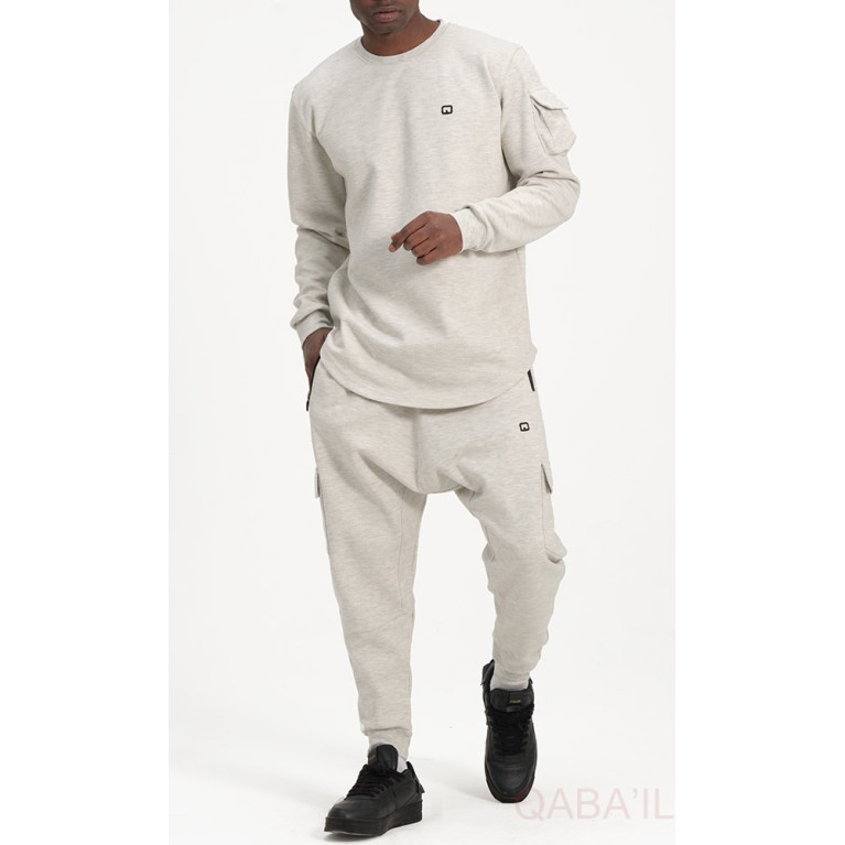 Ensemble Sarouel et Sweat Blanc Chiné, Survêtement Qaba'il : Sniper NEO