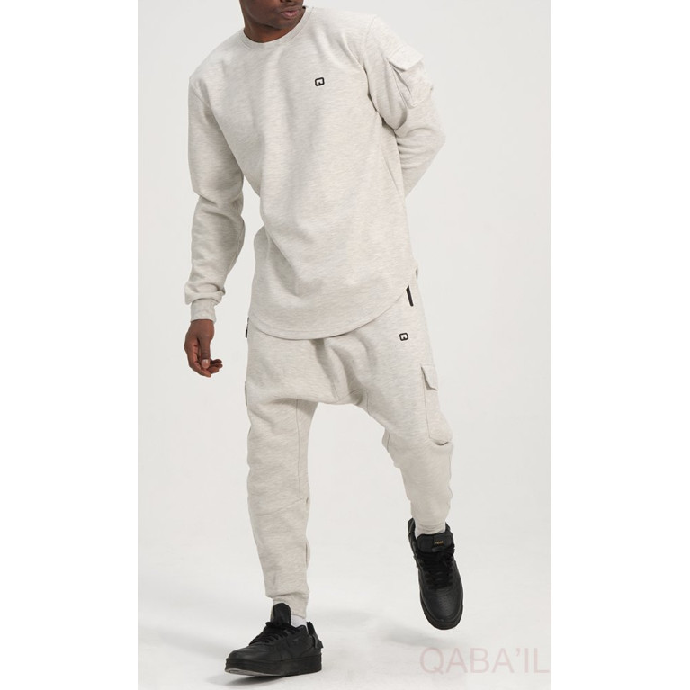 Ensemble Sarouel et Sweat Blanc Chiné, Survêtement Qaba'il : Sniper NEO