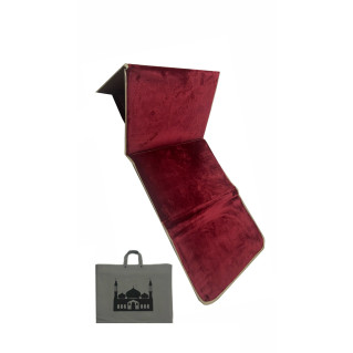Tapis de Prière avec dossier et poche de rangement - Rouge bordeaux
