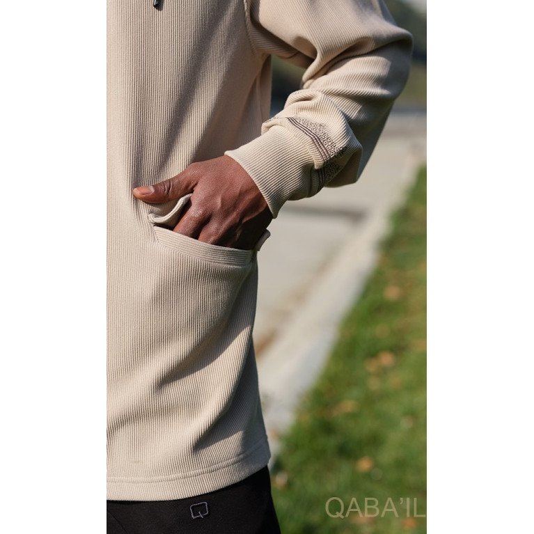 Veste Oversize Demi-Zip - Beige - Qaba'il : ETNIZ 