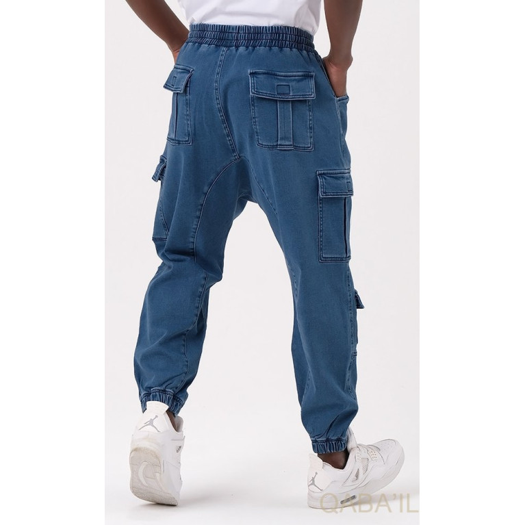 Sarouel Jean Cargo Stretch - Bleu Brut - Qaba'il