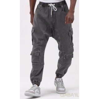 Sarouel Jean Cargo Stretch - Gris - Qaba'il