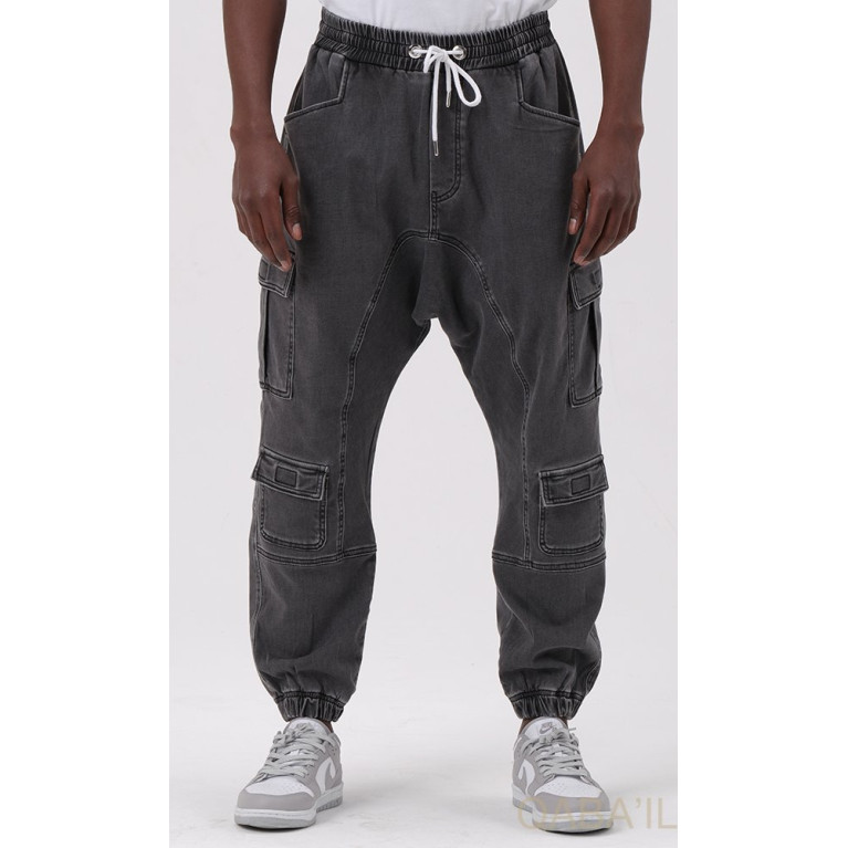 Sarouel Jean Cargo Stretch - Gris - Qaba'il