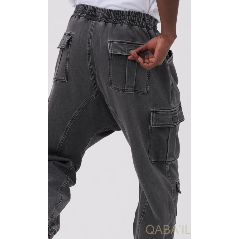 Sarouel Jean Cargo Stretch - Gris - Qaba'il