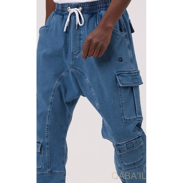 Sarouel Jean Cargo Stretch - Bleu Clair - Qaba'il