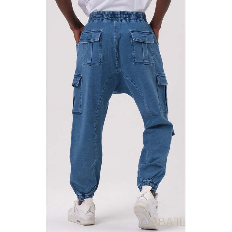 Sarouel Jean Cargo Stretch - Bleu Clair - Qaba'il