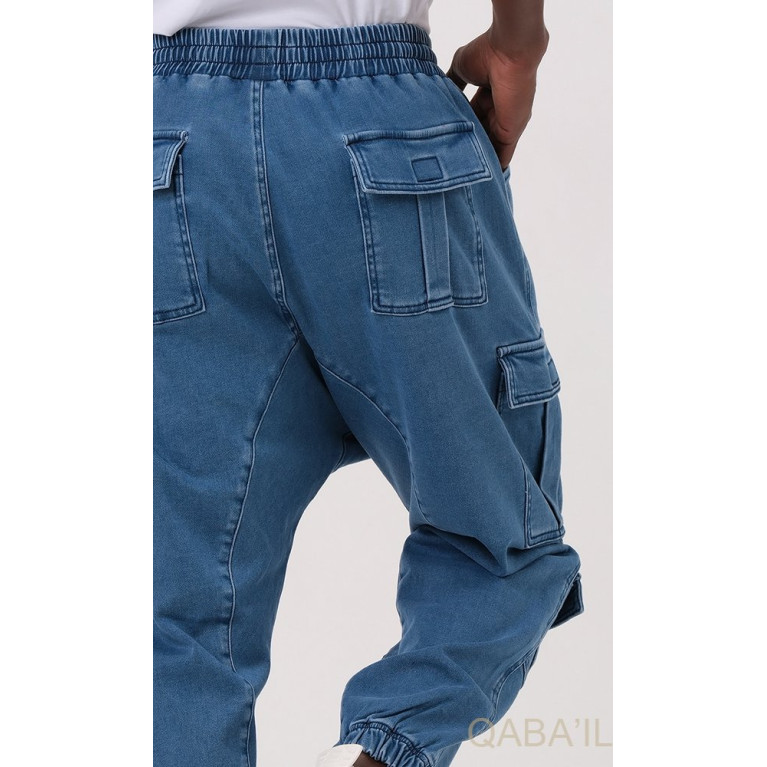 Sarouel Jean Cargo Stretch - Bleu Clair - Qaba'il