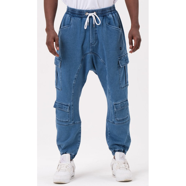 Sarouel Jean Cargo Stretch - Bleu Clair - Qaba'il