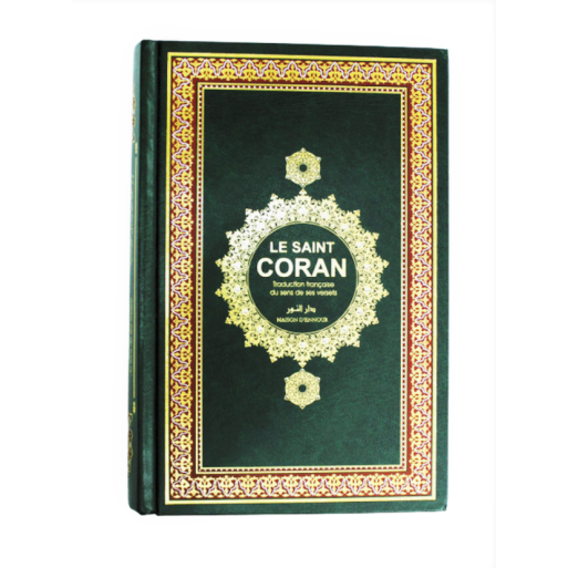 Le Noble Coran Vert en Simi-Cuir - Français et Arabe - Format Moyen 14 x 20 cm -Traduction Mohammad Hamidoullah - Edition Ennour