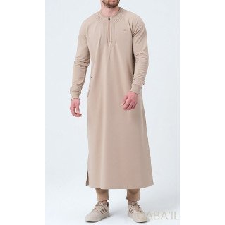 Qamis Long - Beige et Broderie Beige - Qaba'il : Sham