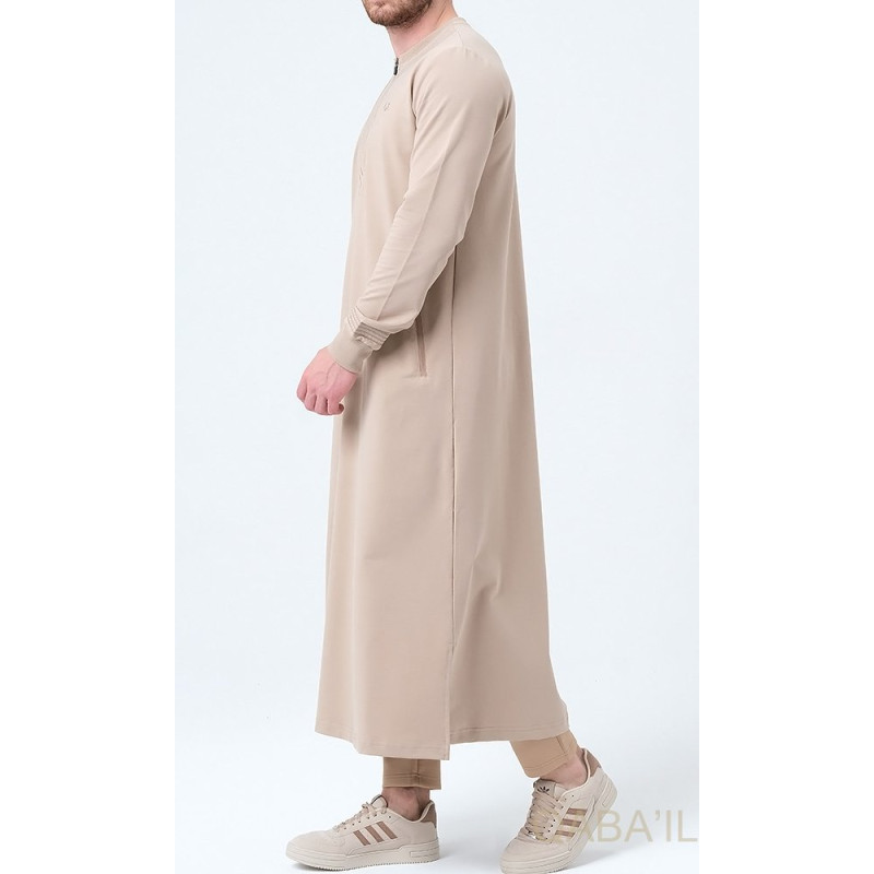 Qamis Long - Beige et Broderie Beige - Qaba'il : Sham Qamis Long - Beige et Broderie Beige - Qaba'il : Sham
