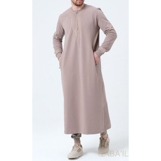 Qamis Long - Taupe et Broderie Taupe - Qaba'il : Sham