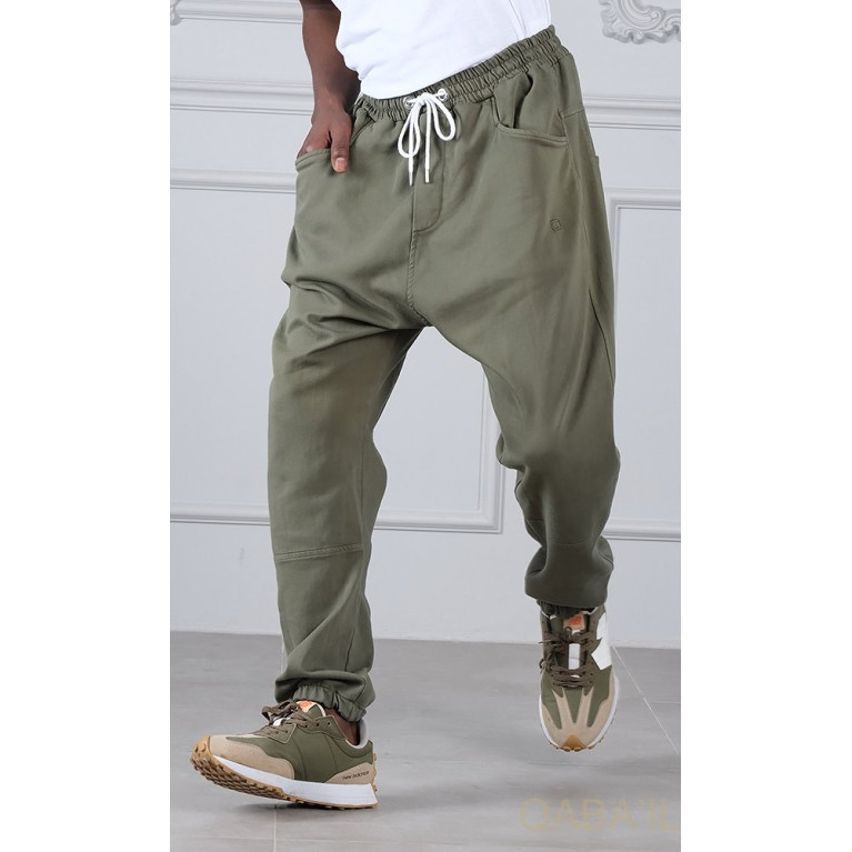 Sarouel New Coton Stretch - Kaki - Qaba'il : Coupe Djazairi- Pants Strech