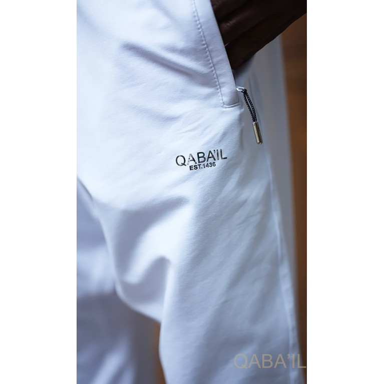 Ensemble Qamis Court + Sarouel - Blanc et Gris - Qaba'il : Delta