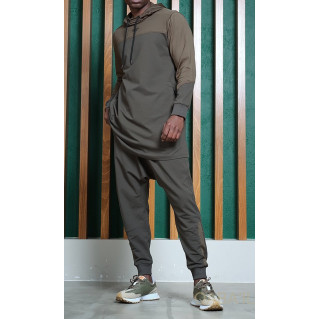 Ensemble Qamis Court + Sarouel - Kaki - Qaba'il : Delta