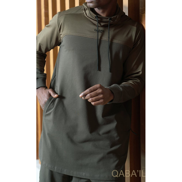 Ensemble Qamis Court + Sarouel - Kaki - Qaba'il : Delta Ensemble Qamis Court + Sarouel - Kaki - Qaba'il : Delta
