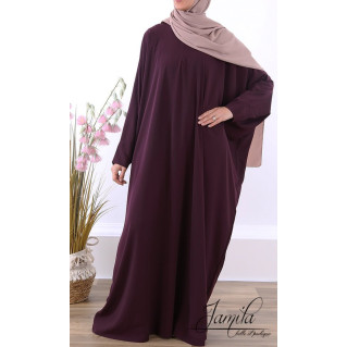 Abaya Papillon - Prune - Microfibre Léger - Jamila