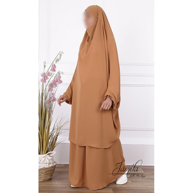 JIlbab 2 Pièces - Caramel - Microfibre Léger - Jamila