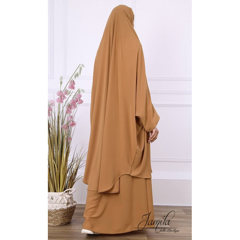 JIlbab 2 Pièces - Caramel - Microfibre Léger - Jamila