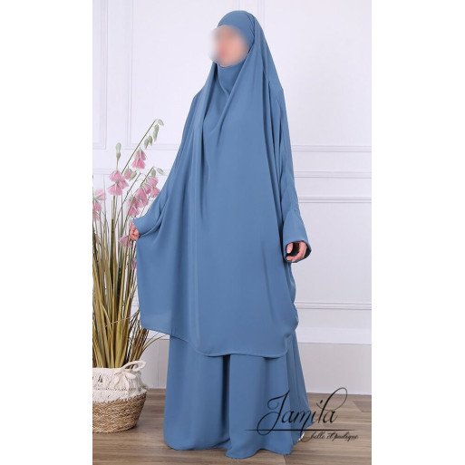 JIlbab 2 Pièces - Bleu Jeans - Microfibre Léger - Jamila