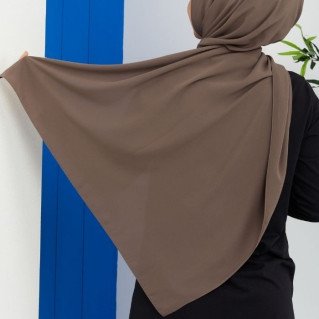 Hijab Taupe Foncé à Enfiler - Bonnet Integré au Voile de Soie de Medine - Sedef