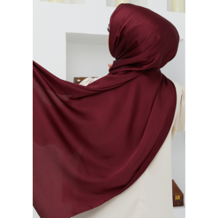 Hijab en Satiné -Rouge Bordeaux - Sedef