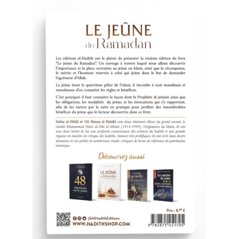 Le Jeûne Du Ramadan - Comme L'A Enseigné Le Prophète - Edition Al Hadith