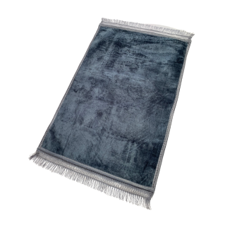 Tapis de Prière 73 x 109,50 cm - Gris - Uni Sans Motif - Semi-Molletonné, Très Doux - Confortable et Anti-Dérapant
