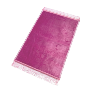 Tapis de Prière 73 x 109,50 cm - Rose - Uni Sans Motif - Semi-Molletonné, Très Doux - Confortable et Anti-Dérapant