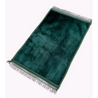 Tapis de Prière 73 x 109,50 cm - Vert - Uni Sans Motif - Semi-Molletonné, Très Doux - Confortable et Anti-Dérapant