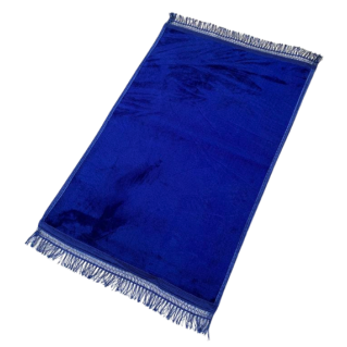 Tapis de Prière 73 x 109,50 cm - Bleu Roi - Uni Sans Motif - Semi-Molletonné, Très Doux - Confortable et Anti-Dérapant