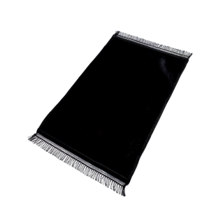 Tapis de Prière 73 x 109,50 cm - Noir - Uni Sans Motif - Semi-Molletonné, Très Doux - Confortable et Anti-Dérapant