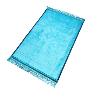 Grand Tapis de Prière - Turquoise - Motif Mirhab - Molletonné, Épais et Très Doux - Confortable et Anti-Dérapant