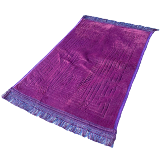 Grand Tapis de Prière - Violine - Motif Masjid - Molletonné, Épais et Très Doux - Confortable et Anti-Dérapant