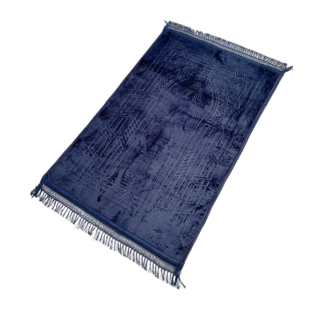 Grand Tapis de Prière - Bleu Nuit - Motif Masjid - Molletonné, Épais et Très Doux - Confortable et Anti-Dérapant