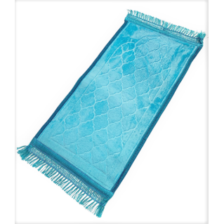 Tapis Enfant de Prière avec Motif Mirhab - Turquoise - Molletonné, Épais et Très Doux - Confortable et Anti-Dérapant - 42 x 80 c