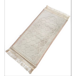 Tapis Enfant de Prière avec Motif Mirhab - Blanc Nacré - Molletonné, Épais et Très Doux - Confortable et Anti-Dérapant - 42 x 80