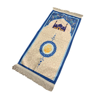 Tapis de Prière Bleu - Kids - Mirhab avec Masjid - 42 x 87 cm
