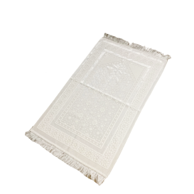 Tapis de Prière de Luxe - Couleur Blanc Unis - Adulte - 73 x 110 cm