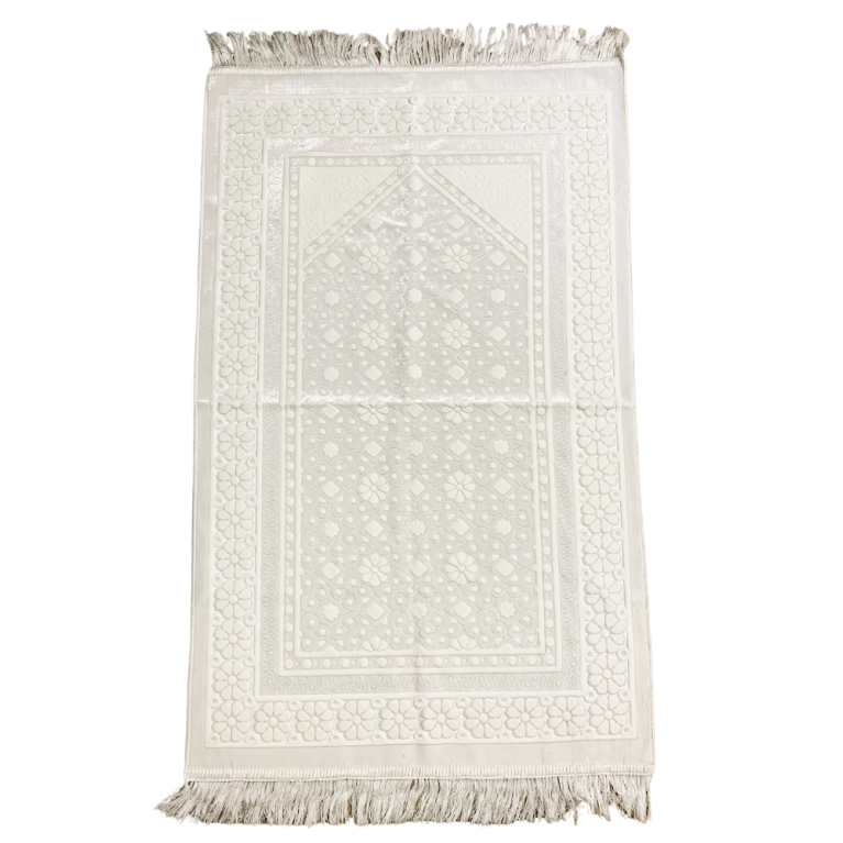 Tapis de Prière de Luxe - Couleur Blanc Unis - Adulte - 73 x 110 cm