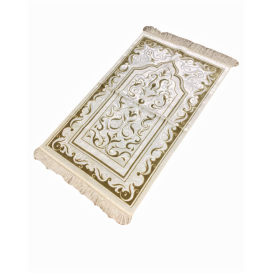 Tapis de Prière de Luxe - Couleur Blanc et Doré - Adulte - 73 x 110 cm