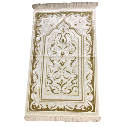 Tapis de Prière de Luxe - Couleur Blanc et Doré - Adulte - 73 x 110 cm Tapis de Prière de Luxe - Couleur Blanc et Doré - Adulte - 73 x 110 cm